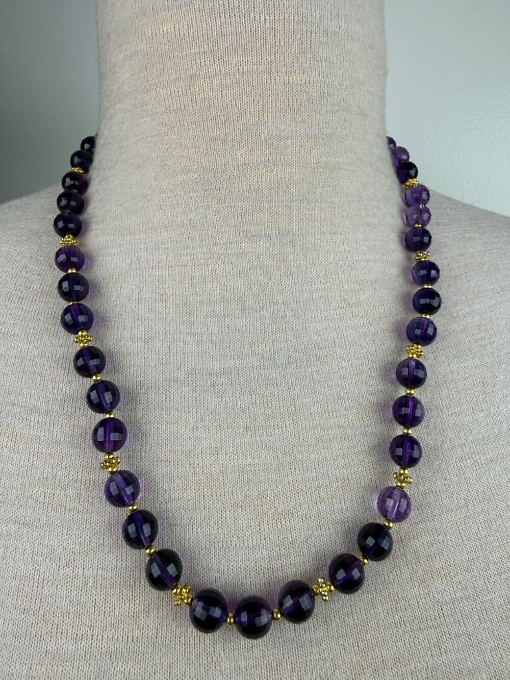 Stauer Lusso Amethyst & Gold Tone Spacer Bead Necklace  22-24"
